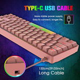 60% Mechanical Gaming Keyboard And Mouse Combo Rgb Backlight Ergonomic Anti-Ghosting 68 Keys 6400Dpi Silent Honeycomb Mice Type-C Wired For Computer Mac Gamer