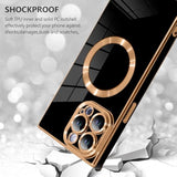 Case For Iphone 12 Pro Max Cute Plating Case[Compatible With Magsafe] For Women Girls Soft Tpu Shockproof Camera Protection Electroplate Bumper Cover For Iphone 12 Pro Max 6.7"- Black