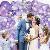 171pcs Purple Butterfly Balloon Arch Kit – Lavender & Silver Balloons for Parties