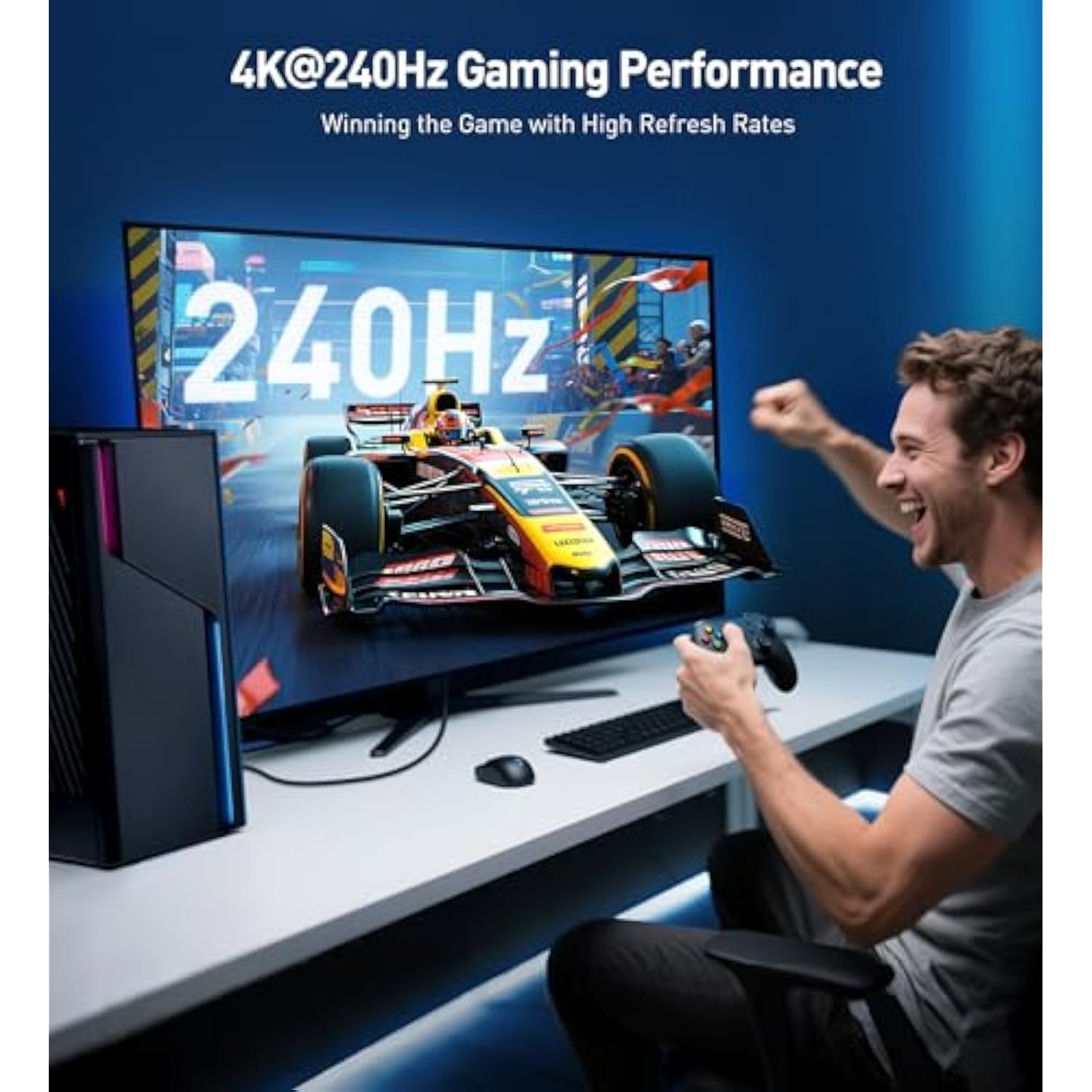 Cable Matters [VESA Certified] 40Gbps DisplayPort 2.1 Cable 2m/6.6ft, DP40 Cable 8K 120Hz, 4K 240Hz in Black with FreeSync, G-SYNC and HDR for Gaming Monitor, PC, RTX 4080/4090, RX 7900