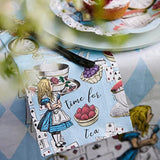 20 X Blue Alice In Wonderland Cocktail Napkins Disposable Serviettes Mad Hatter Themed Party Supplies For Afternoon Tea Party, Onederland Birthday, Mother'S Day, Baby Shower, Decoupage