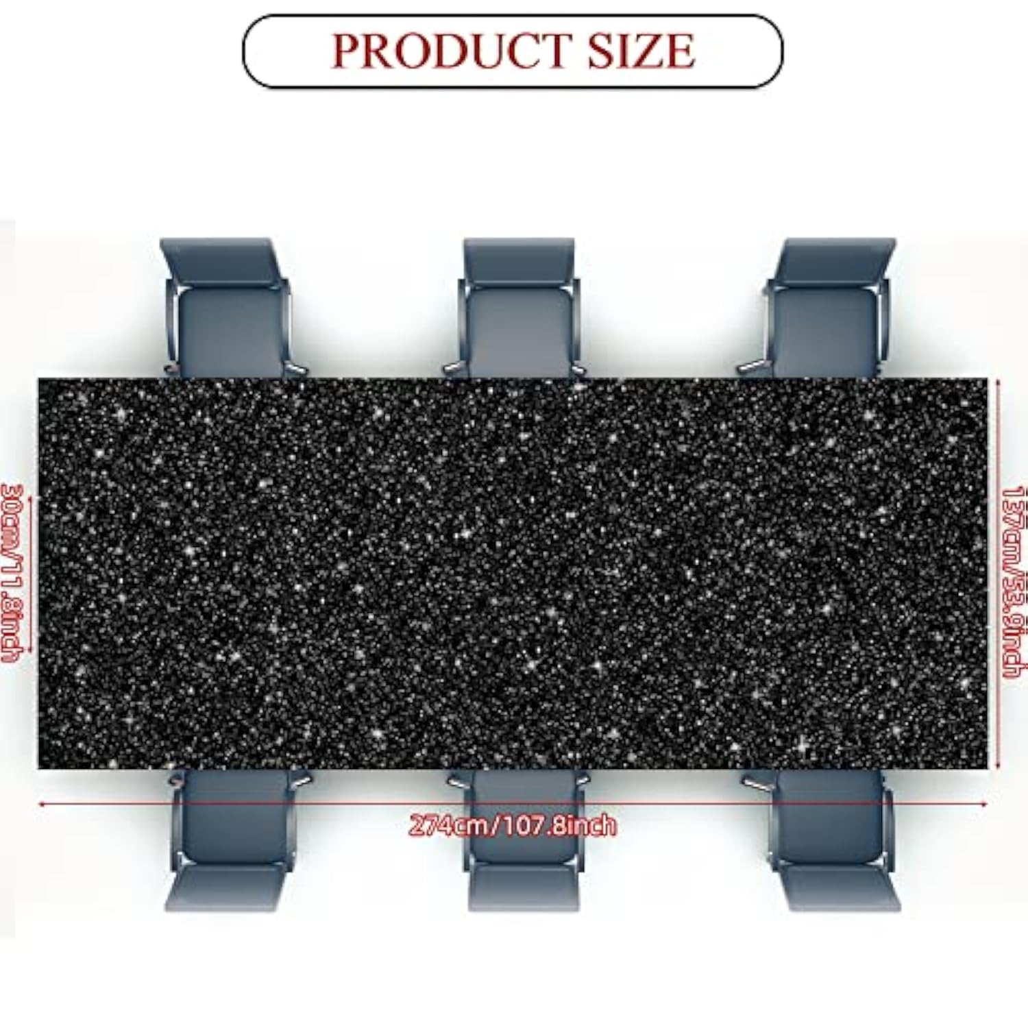 3 Pcs Black Glitter Tablecloth, 54 X 108 Shimmer Table Cloth For Women, Sequin Sparkly Plastic Waterproof Disposable For Star Galaxy Space Themed Gothic Halloween Disco Wedding Birthday Party
