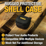DEWALT Heavy Duty Protective Headphone Case for TWS Earbuds & Wearable Speaker, Compact Lightweight w/EVA Headphone Case Hard Shell, Shockproof, Water-Resistant, Soft Interior & Accessory Mesh Pocket