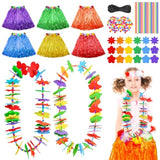 12 Pcs Hawaiian Lei Making Craft Kit,Foam Flower Necklace Eva Luau Crafts Diy Flower Necklaces With Hula Skirt Hawaiian Leis Bulk Decoration For Hawaiian Luau Summer Beach Party Decor