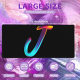 Desk Mat, Colorful Letter J Extended Gaming Mouse Pad Large, 35.4"X15.7" Big Mouse Pad With Non-Slip Base And Stitched Edge, Long Computer Keyboard Mouse Mat For Home Office Work