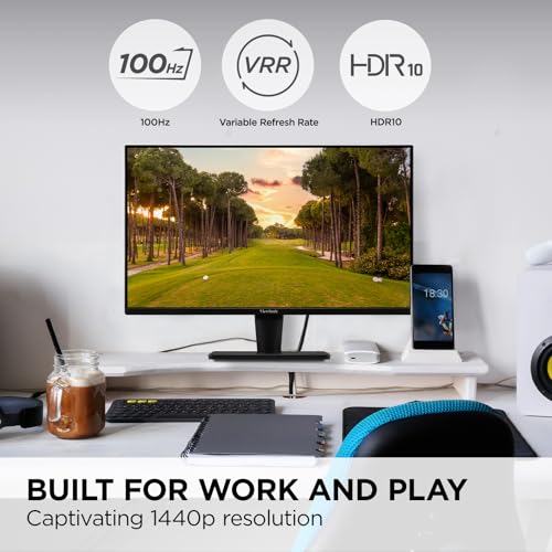 Vs2725-2K 27 Inch Qhd 1440P Monitor With 100Hz, Hdmi, Displayport, And Variable Refresh Rate For Home And Office