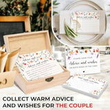 Advice And Wishes For The Mr And Mrs - 50 Pcs Flower Wedding Advice Cards Box, Floral Bridal Shower Games Advice And Wishes Cards For Bride And Groom, Wildflower Bridal Shower Decorations