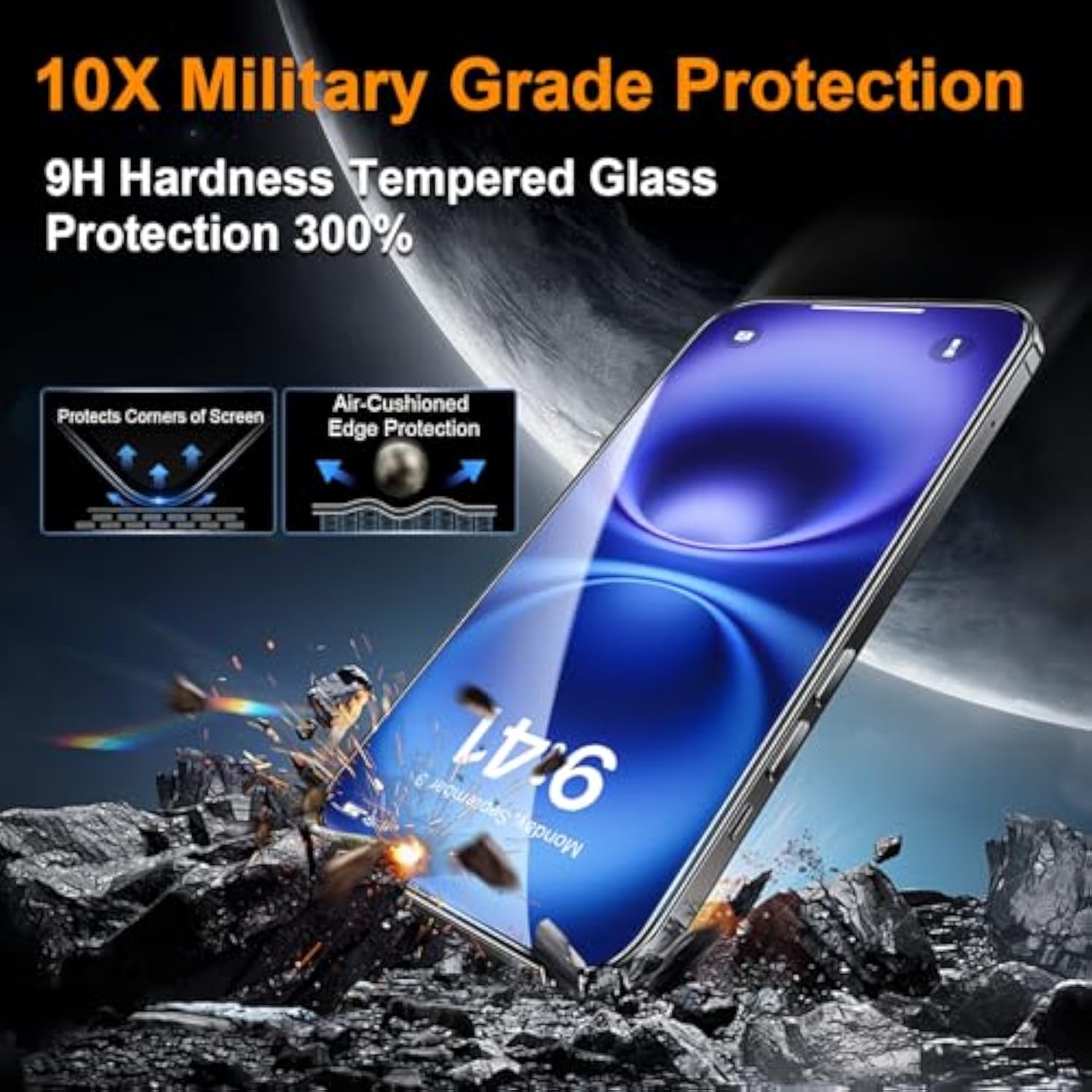 OneFish Tempered Glass Screen Protector for iphone 11/Xr, 9H Hardness Glass Scratch Resistant,HD Clarity Tempered Glass Film with Installation Frame,Shatterproof Bubble Free, Easy Installation,2Pack.