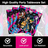 40Pcs Monster-High Party Supplies, Party Tableware Set For 20 Guests?Theme Birthday Decorations ?Used For Monster-High Birthday Party Supplies