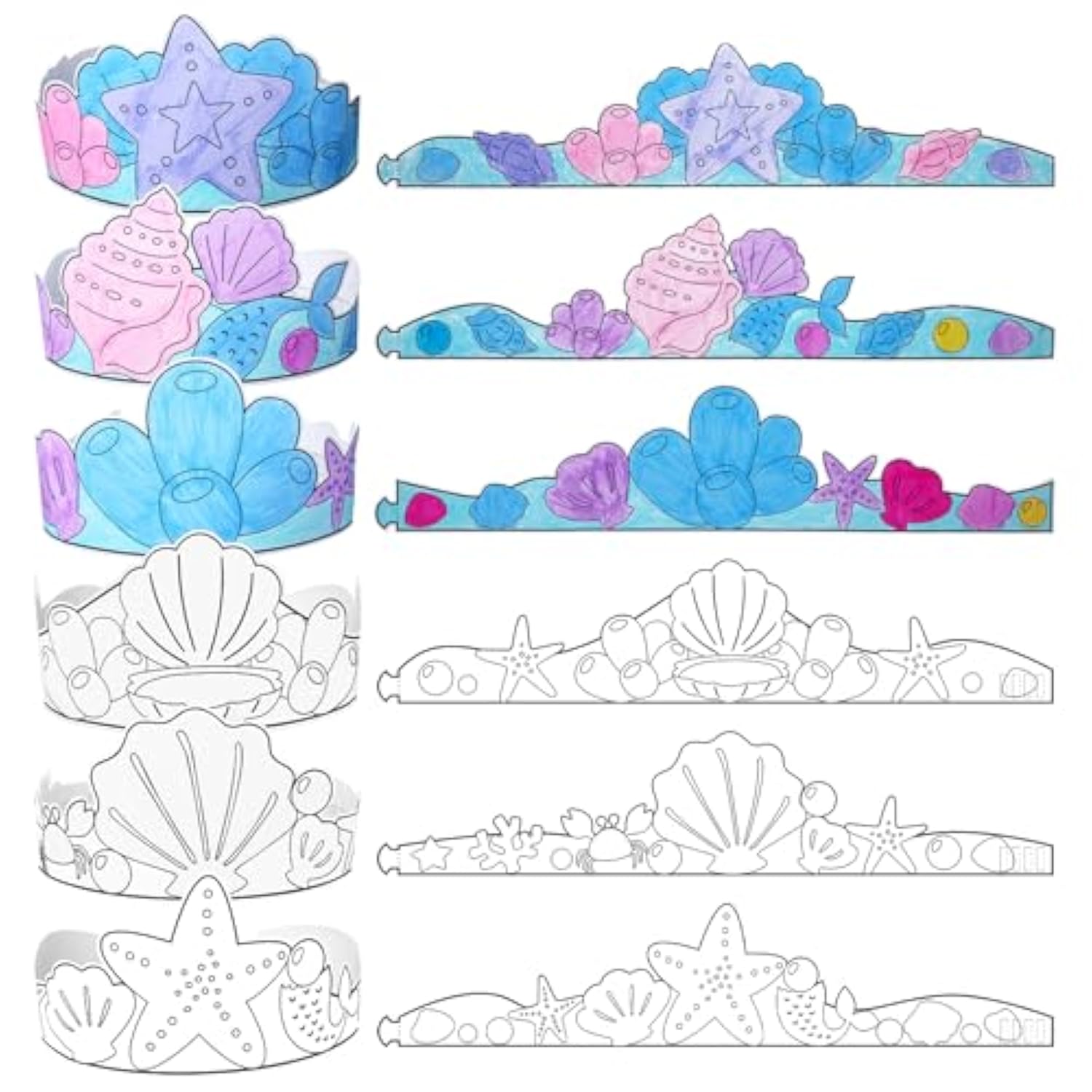 24 Pcs Diy Mermaid Crown Color Your Own Mermaid Activities For Ocean Themed Sunday School Classroom Kids Crafts Activities