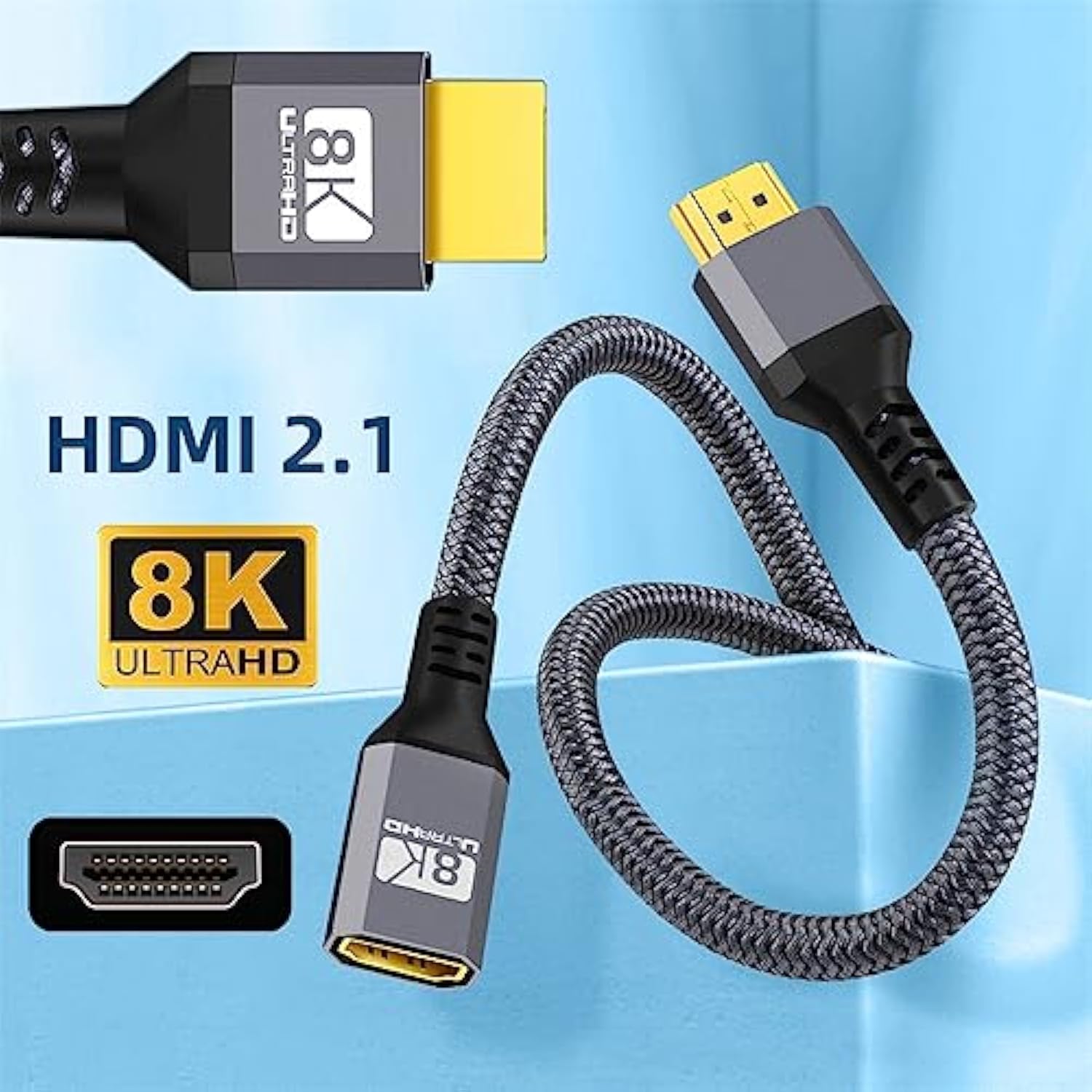 xiwai HDMI 2.1 Extension Cable Male to Female Ultra-HD 8K 60hz 4K 120hz 48Gbs
