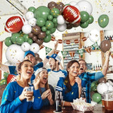 Football Balloon Arch Kit, Football Party Decorations Favors Banner, First Year Down Football Birthday Party Decorations, Superbowl Party Decorations 2025 With Sage Green And Coffee Brown Balloons