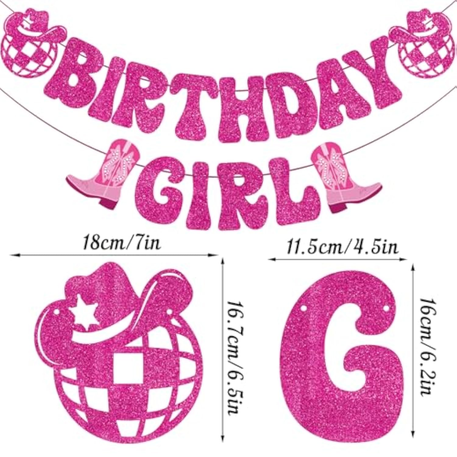 Hot Pink Birthday Girl Banner, Disco Cowgirl Birthday Banner For Women, Western Cowboy Cowgirl Birthday Party Decorations Girls Rodeo Birthday Party Supplies