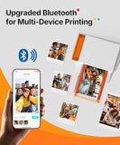 Amber M110 Bluetooth Photo Printer 80 Sheets, Portable Photo Printer For Iphone, Thermal Dye Sublimation, Picture Printer 60 Sheets 4X6 Paper & 20 Sheets 3" Square Sticker Paper & 2 Cartridges