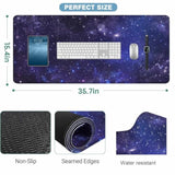 Galaxy Universe Large Gaming Mouse Pad Starry Night Sky Stars Outer Space Long Mousepad Non-Slip Rubber Base Keyboard Mat For Desk,Office,Home 35.4"X15.7"