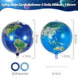 6 Pcs Planet Balloons, Large Earth World Map Foil Balloon, 2 Styles Globe Round Sphere Balloons for Birthday Earth Day Travel Adventure Themed Party Decorations Supplies