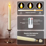 6 Pcs Flameless Taper Candles With Remote Timer Dimmer, 9.6 Inches Ivory Plastic Led Candlesticks, Battery Operated Led Candles, For Indoor Home Wedding Christmas Decoration