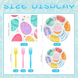96 Pieces Easter Day Tableware Set Party Supplies - Colorful Eggs Pattern Disposable Dinnerware with Paper Plates, Napkins, Forks for Spring Celebrations Picnic Favors