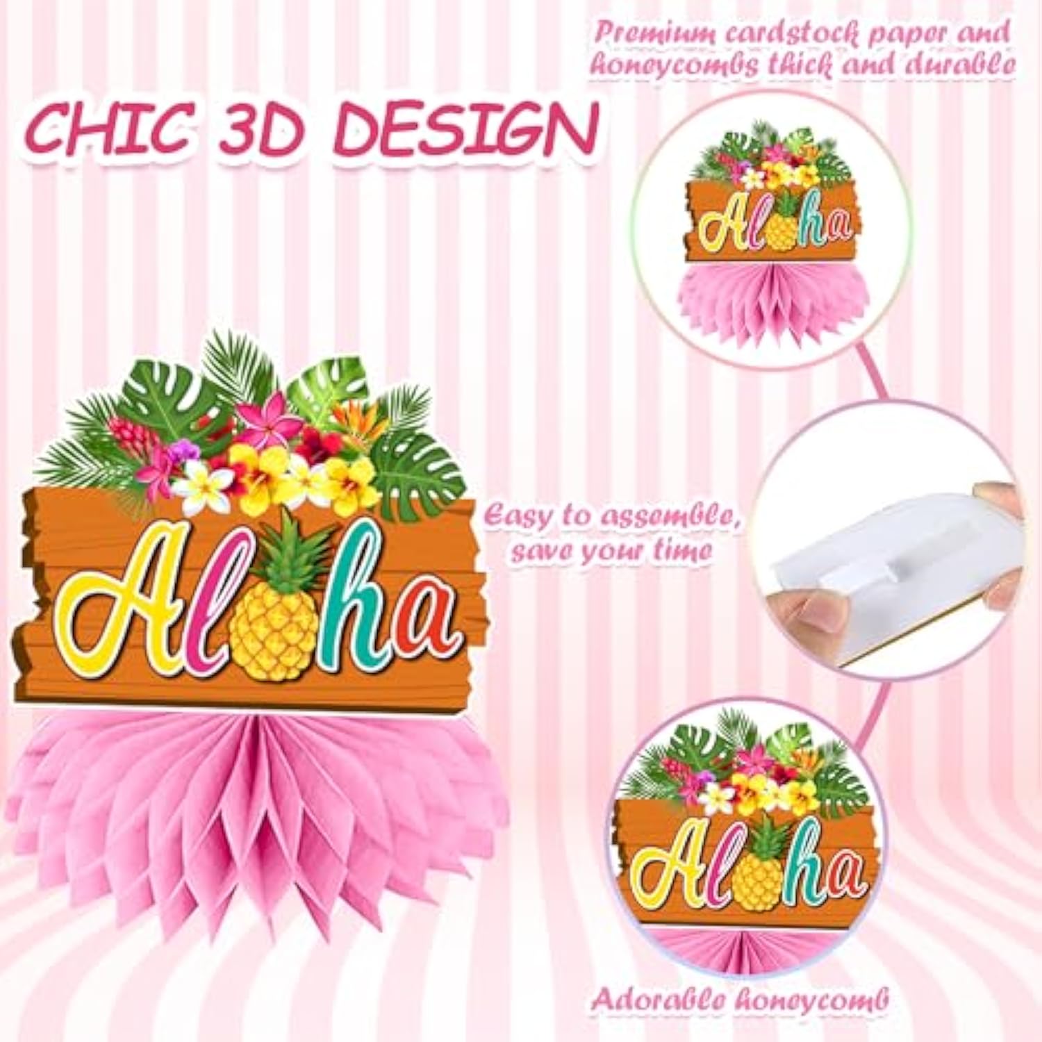 12 Pcs Luau Party Decorations Honeycomb Centerpieces, Hawaiian Party Decorations Luau Centerpieces For Tables, Hawaii Luau Table Decorations, Tropical Party Decorations Hawaiian Centerpiece