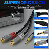 3.5Mm To 2 Rca Cable, [24K Gold Plated] Stereo Rca Y Splitter 3.5Mm Male To 2R