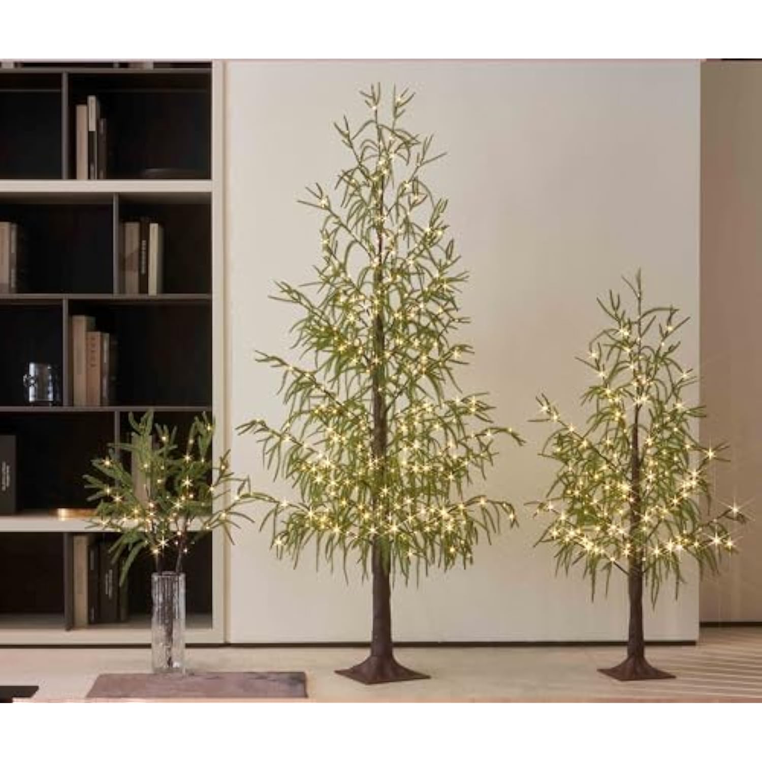 Lighted Christmas Norfolk Pine Tree 416 Led Fairy Lights 6Ft Plug In, Faux Pine Tree Lights For Indoor Outdoor Home Holiday Decoration