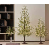 Lighted Christmas Norfolk Pine Tree 416 Led Fairy Lights 6Ft Plug In, Faux Pine Tree Lights For Indoor Outdoor Home Holiday Decoration