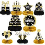9 Pieces Black Gold Birthday Decorations Birthday Centerpieces For Tables Decorations Happy Birthday Honeycomb Table Topper Happy Birthday Decorations For Men And Woman Birthday Party Supplies