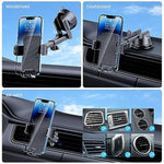 Phone Holder Car [Military Grade Suction Ultra Strong Base] Cell Phone Car Holder 3 In 1 Dashboard Windshield Air Vent Hands-Free For Iphone Android Phones