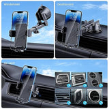 Phone Holder Car [Military Grade Suction Ultra Strong Base] Cell Phone Car Holder 3 In 1 Dashboard Windshield Air Vent Hands-Free For Iphone Android Phones