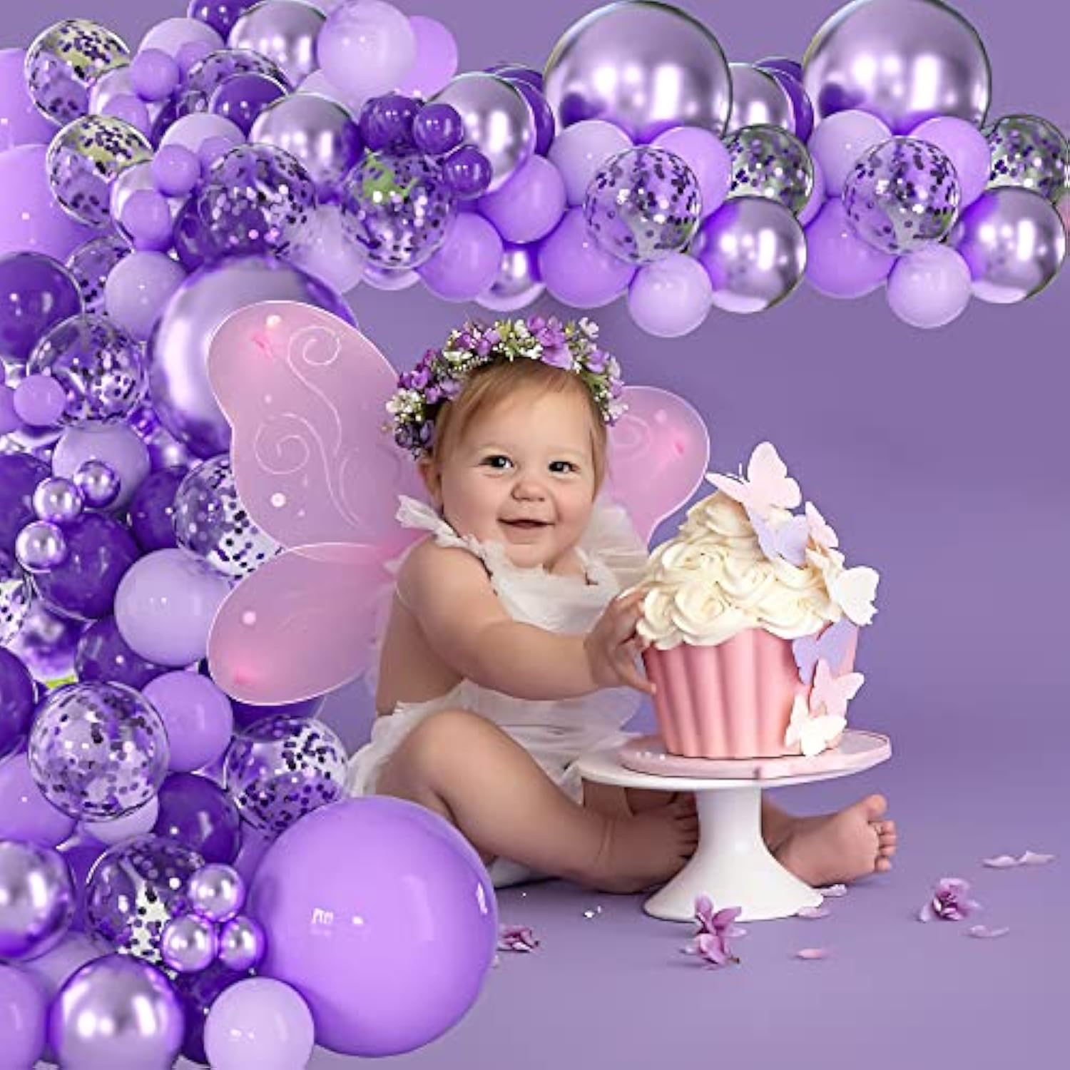 Purple Balloon Arch Garland Kit, 129Pcs Purple Balloons Different Size 18" 12" 10" 5", Metallic Purple Balloon Purple Confetti Balloon For Purple Theme Party Birthday Wedding Baby Shower Decoration