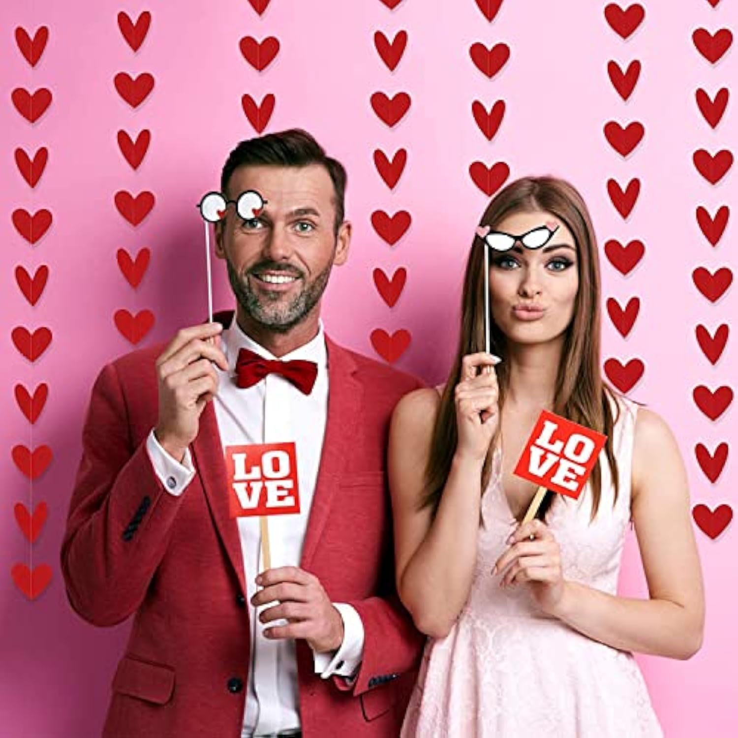 Red Valentines Heart Banner Valentines Day Hanging Garland Banner For