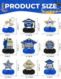 Graduation Centerpieces for Tables, 9Pcs Graduation Table Decorations, 3D Royal Blue Congrats Grad Honeycomb Centerpieces Table Toppers, Photo Props for Class of 2026 Grad Party Favors