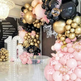 156 Pc Black, Pink, & Gold Balloon Garland Arch Kit Women/Girls Party Decor