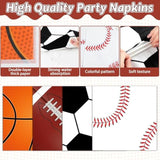 96 Pcs Sports Birthday Party Decoration Sport Disposable Paper Plates Napkins Basketball Football Baseball Dessert Cake Tableware Supplies Rugby Theme Activities Game Party Dinnerware Favor