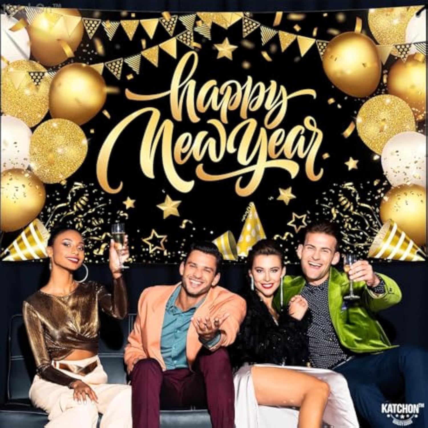 Xtralarge Happy New Year Banner 72x44 Inch 2026 Party Backdrop