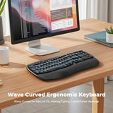 Wireless Ergonomic Keyboard, Wave Keys Firm Wrist Rest For Natural Typing, 2.4G Usb-A Cordless Receiver And Usb-C Adapter, Ergo Computer Keyboard Compatible With Windows/Mac/Pc/Laptop, Black
