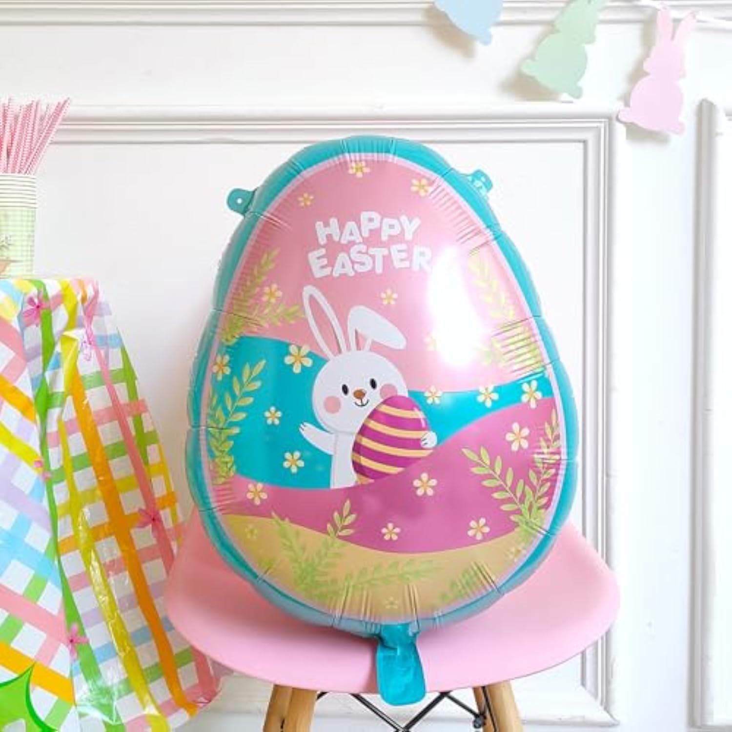 Easter Balloon Decorations, 20Pcs Mix Easter Balloons Kit Cute Easter Bunny Carrot Chick Mylar Foil Balloons Inflatable Easter Eggs For Easter Spring Baby Shower Home Party Supplies