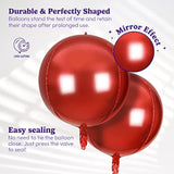 4D Round Balloons - Pack Of 6 | Valentine'S Day Red Foil Balloons - 22