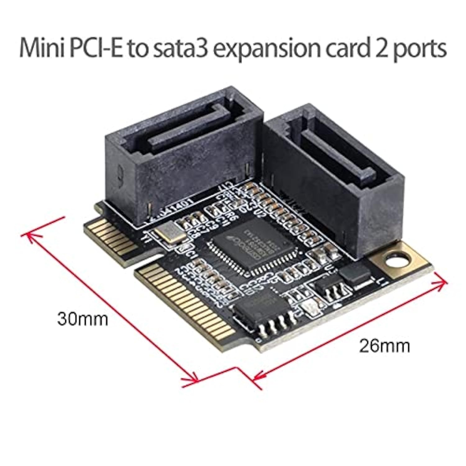 Cablecc Mini PCI-E PCI Express to SATA 3.0 Dual Ports Adapter Converter Hard D