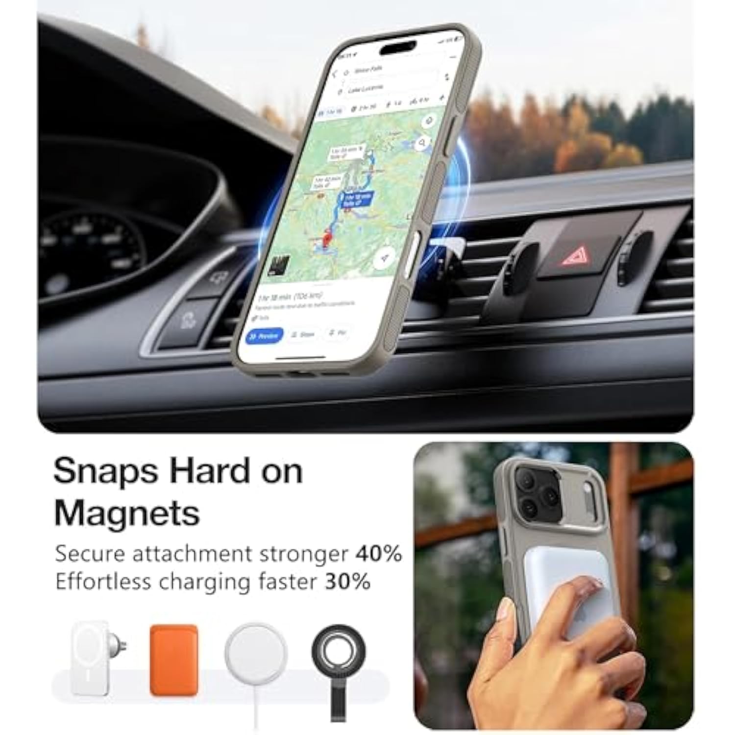 Magnetic For Iphone 17 Pro Max Case With Stand[Compatible With Magsafe] Slim Invisible Kickstand, Protective Anti-Fingerprint Phone Cove 6.9", Medium Grey