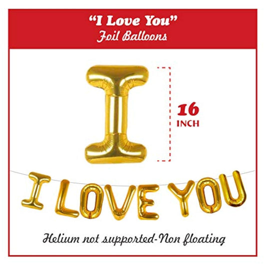 I Love You Balloons And Heart Balloons Kit, Red Heart Shaped Balloons
