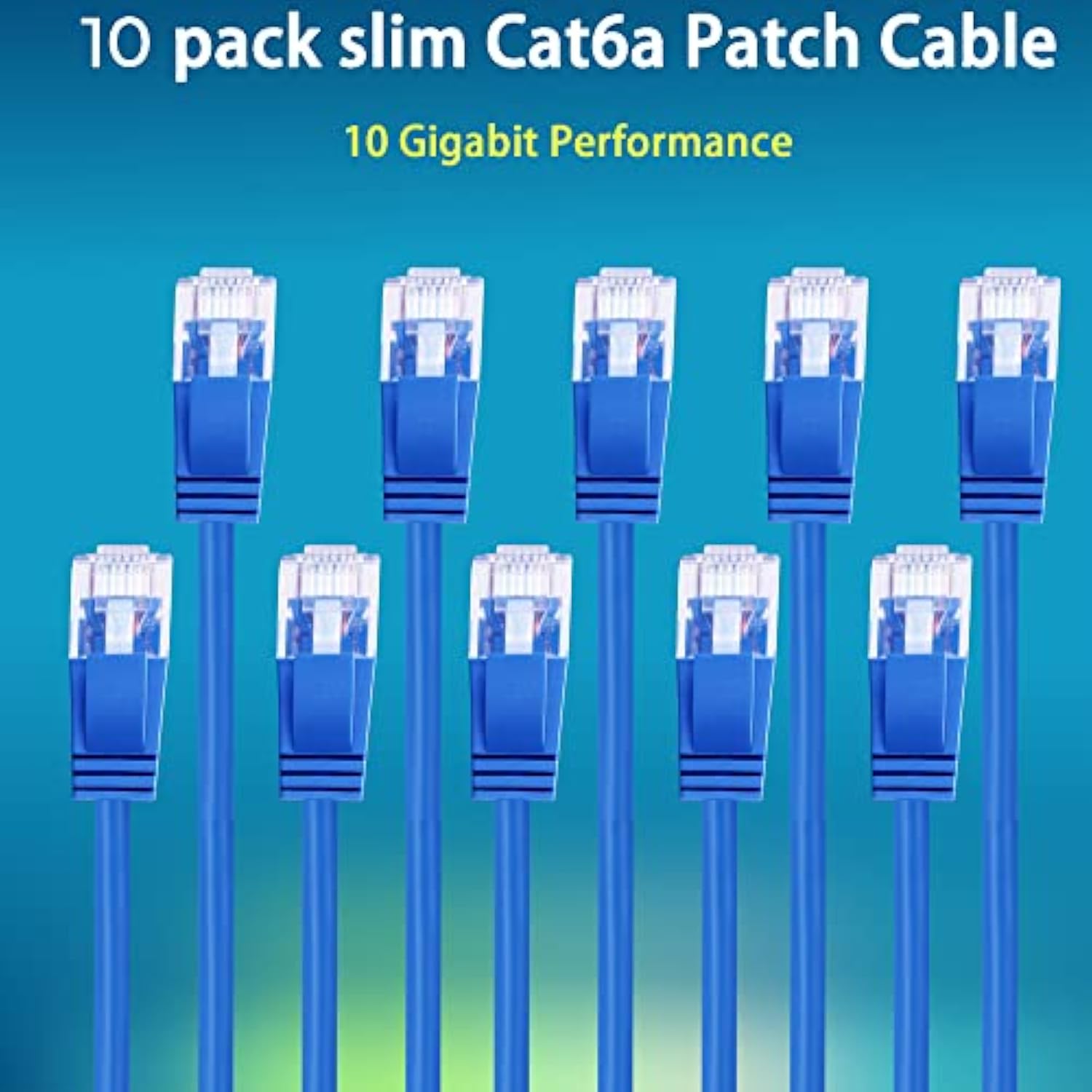 Patch Cables Cat6A 0.5Ft (10 Pack) Slim, Cat6A Ethernet Patch Cable 10G Suppor