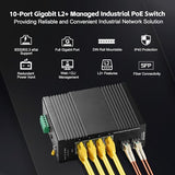 8 Port Gigabit Poe Industrial Din-Rail Ethernet Switch Managed, 2 Sfp Ports, Ieee802.Af/At 96W Poe+ Power, Web L2+ Managed Ip40 Network Switch (-40 To 185°F), With Power Supply