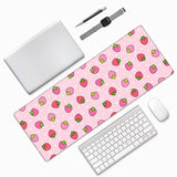 Large Mouse Pad, Cute Strawberry Pink Extended Gaming Mouse Pad 31.5" X 11.8", Laptop Computer Keyboard Mouse Mat Desk Pad With Non-Slip Base And Stitched Edge For Home Office Gaming Work