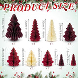 12 Pcs Neutral Christmas Trees Honeycomb Paper Tree Centerpiece with Magnetic Closing 5.9-13.78 Inch Xmas 3D Glitter Honeycomb Ornaments Table Home Centerpiece for Party Decor(Red Style)