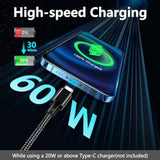 Usb C To Usb C Charging Cable, Nylon Braided 3Pack 60W 6.6Ft Type C Fast Charging Cord Compatible For Iphone 15 16/Pro/Pro Max/Plus, Ipad Pro, Air5, Macbook, Samsung, Google - Black