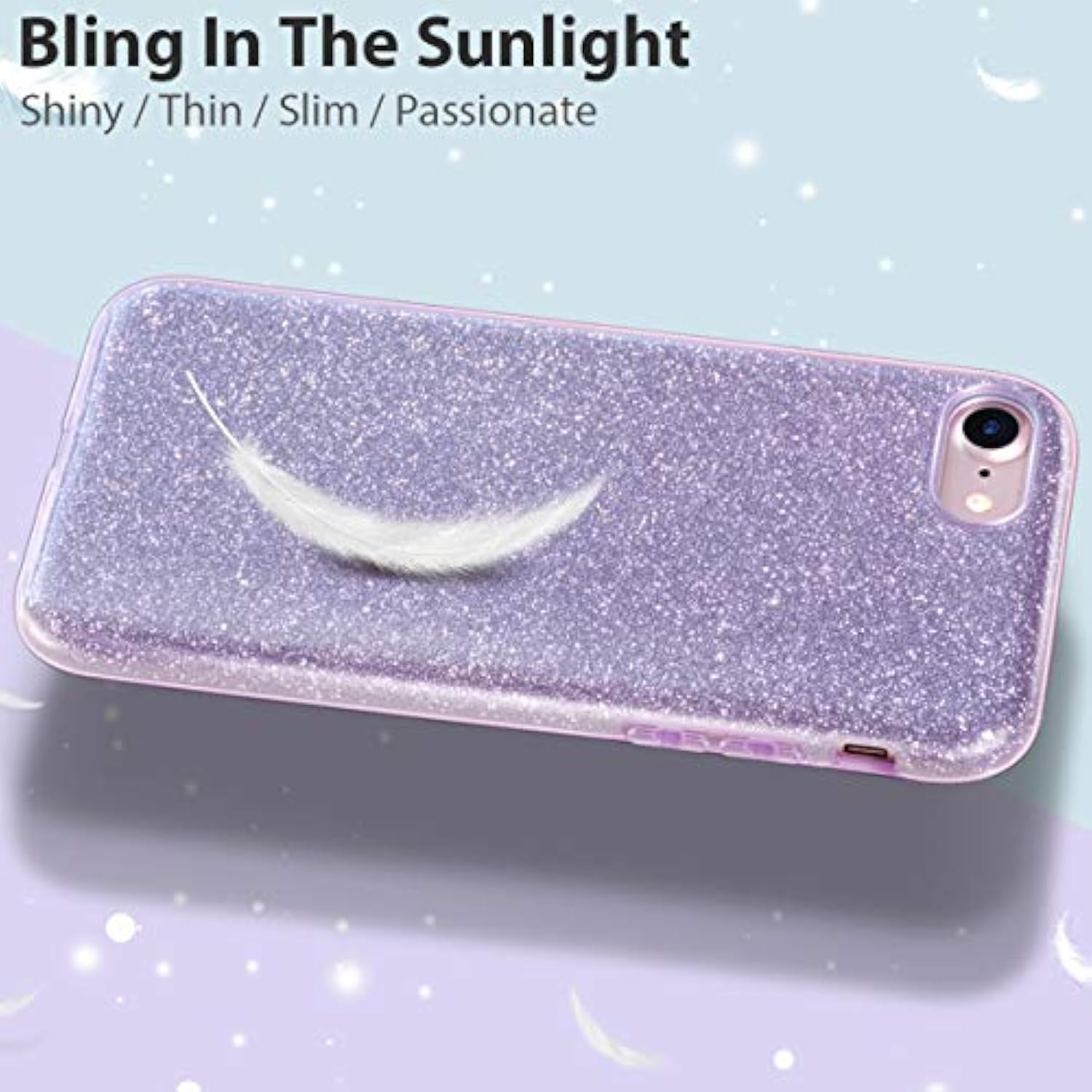 Compatible With Se 2022 Cse, Se 2020 Case, 8 Case, 7 Glitter Bling Sparkle Cute Girls Women Protective Case For 7/8/Se (Purple)