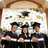 71x43 Inch Graduation Backdrop Black Gold Congrats Grad Class of 2026 Decorations Congratulations Graduates Photography Background Large Graduation Party Decorations Banner Photo Booth Props