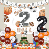 Born 2 Ball Birthday Decorations - Sports Theme Banner, Cake Toppers & Party Supplies