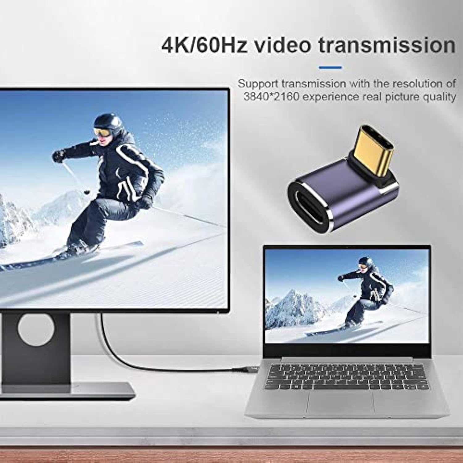 Cablecc 40Gbps Male to Female USB4 Type C 90 Degree Up Down Angled 100W Power